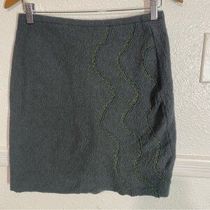 PERSAMAN NEW York  Skirt  Gray Wool Mini Pencil  100% WOOL emb Size L